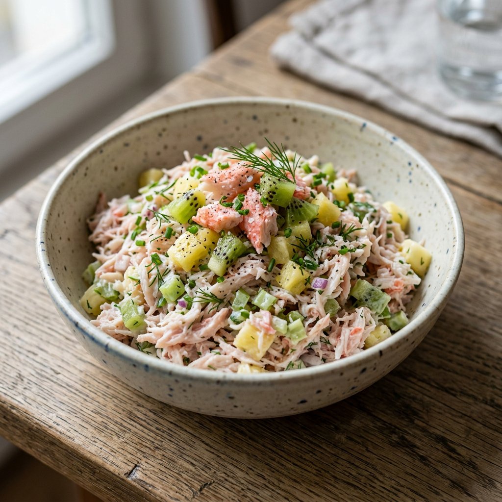 Krabbensalat mit Ananas und Kiwi