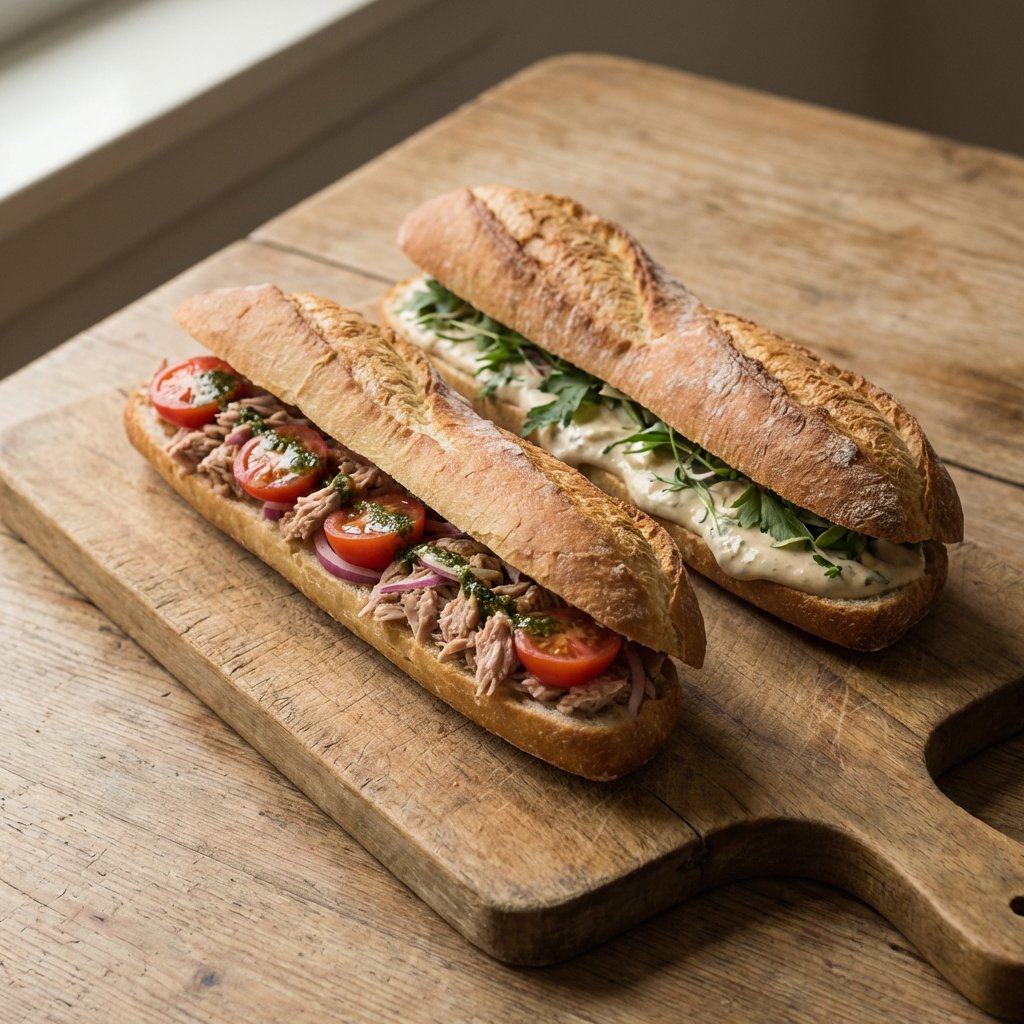 Baguette mit Thunfisch und Tomaten