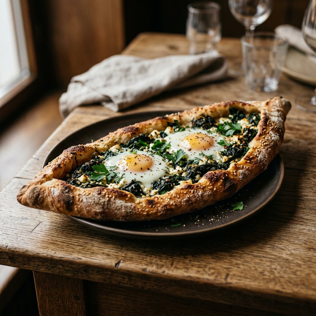 Pide mit Spinat und Ei