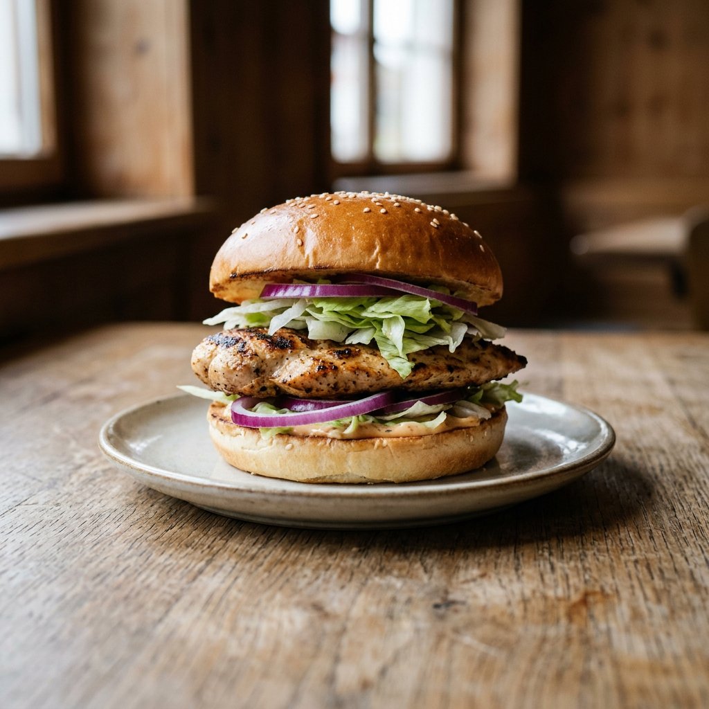 Hähnchenfiletburger - rote Zwiebeln