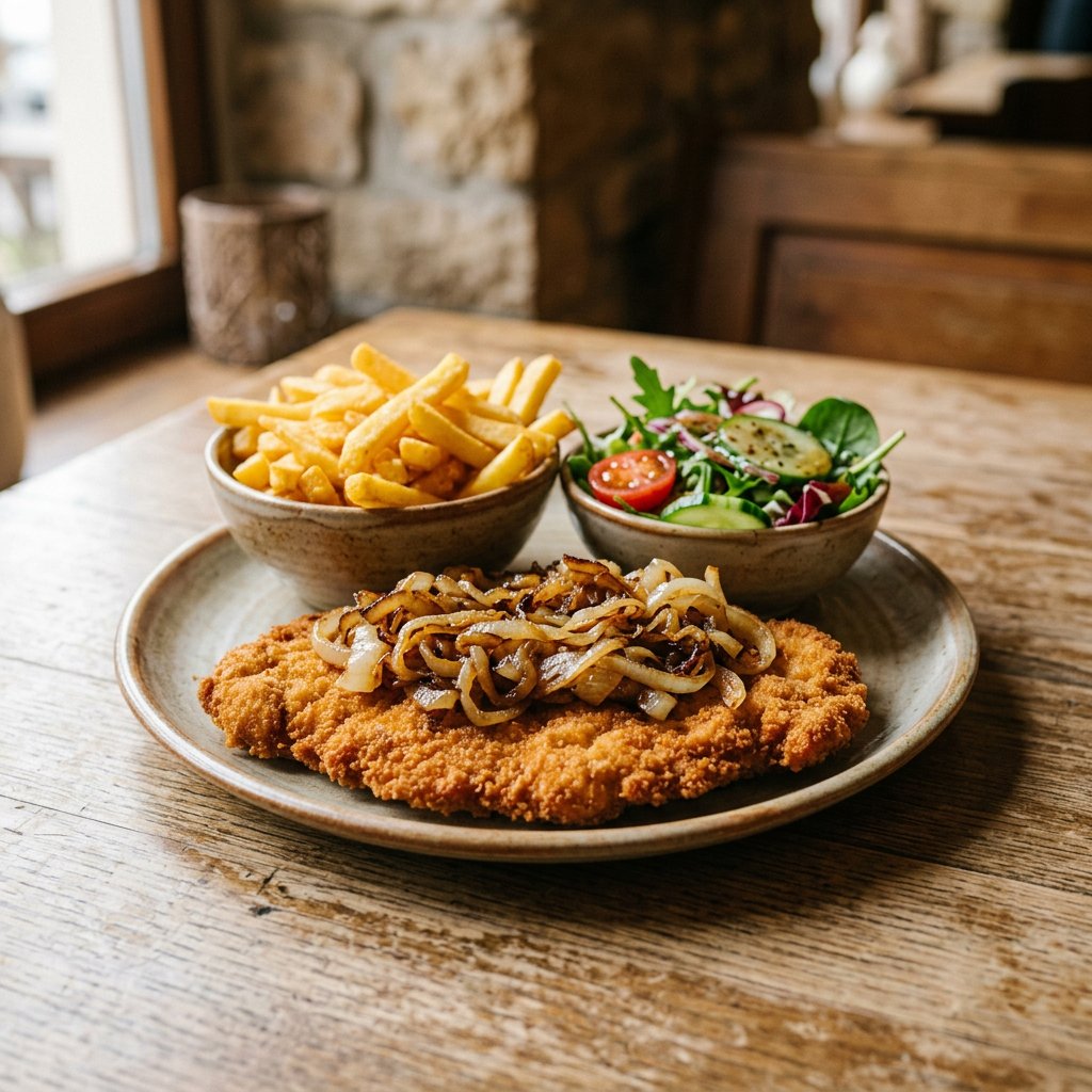 Schnitzel mit Zwiebeln