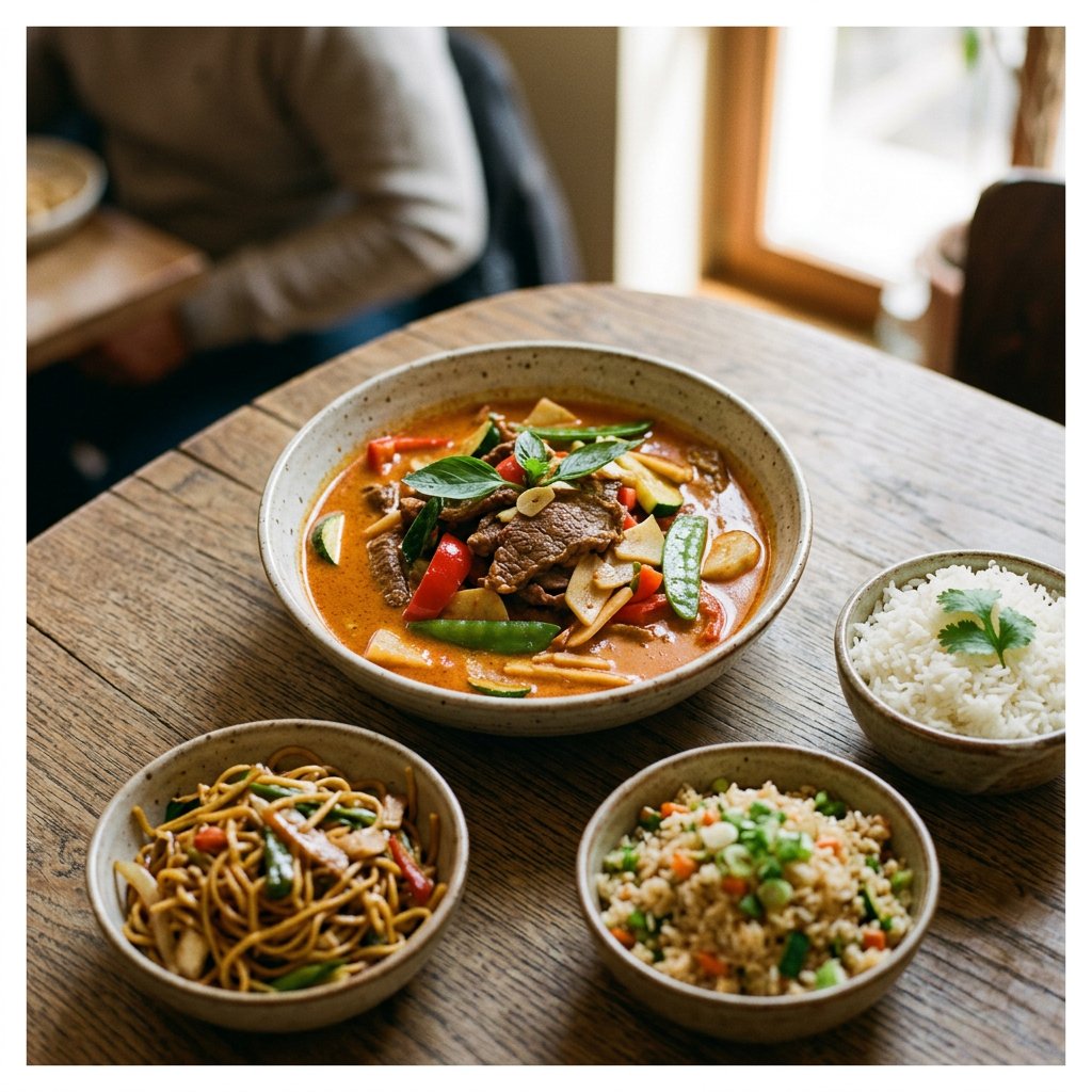 Rotes Kokoscurry mit Rindfleisch (Nuah)