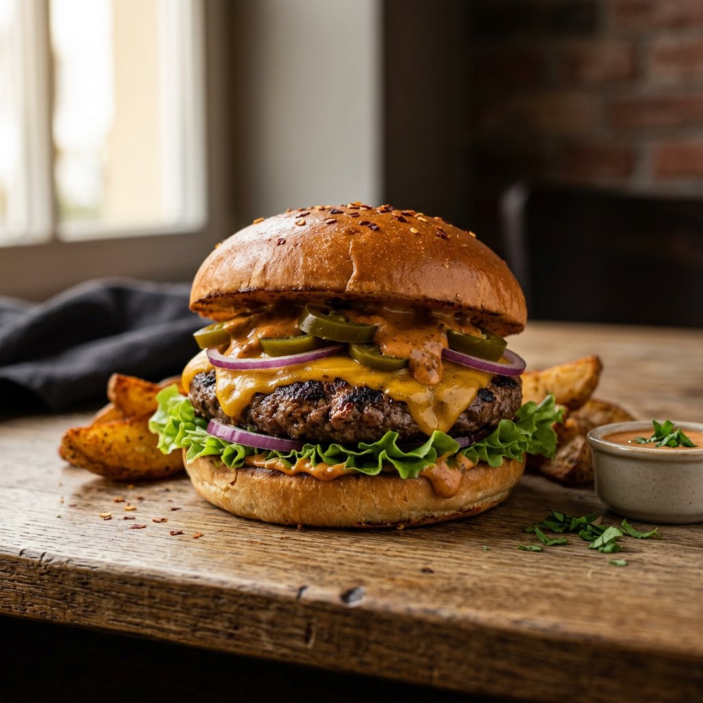 Chili-Cheeseburger (scharf)