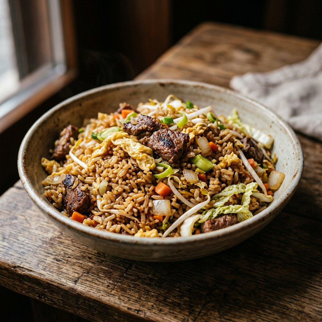 Gebratener Reis mit Rindfleisch