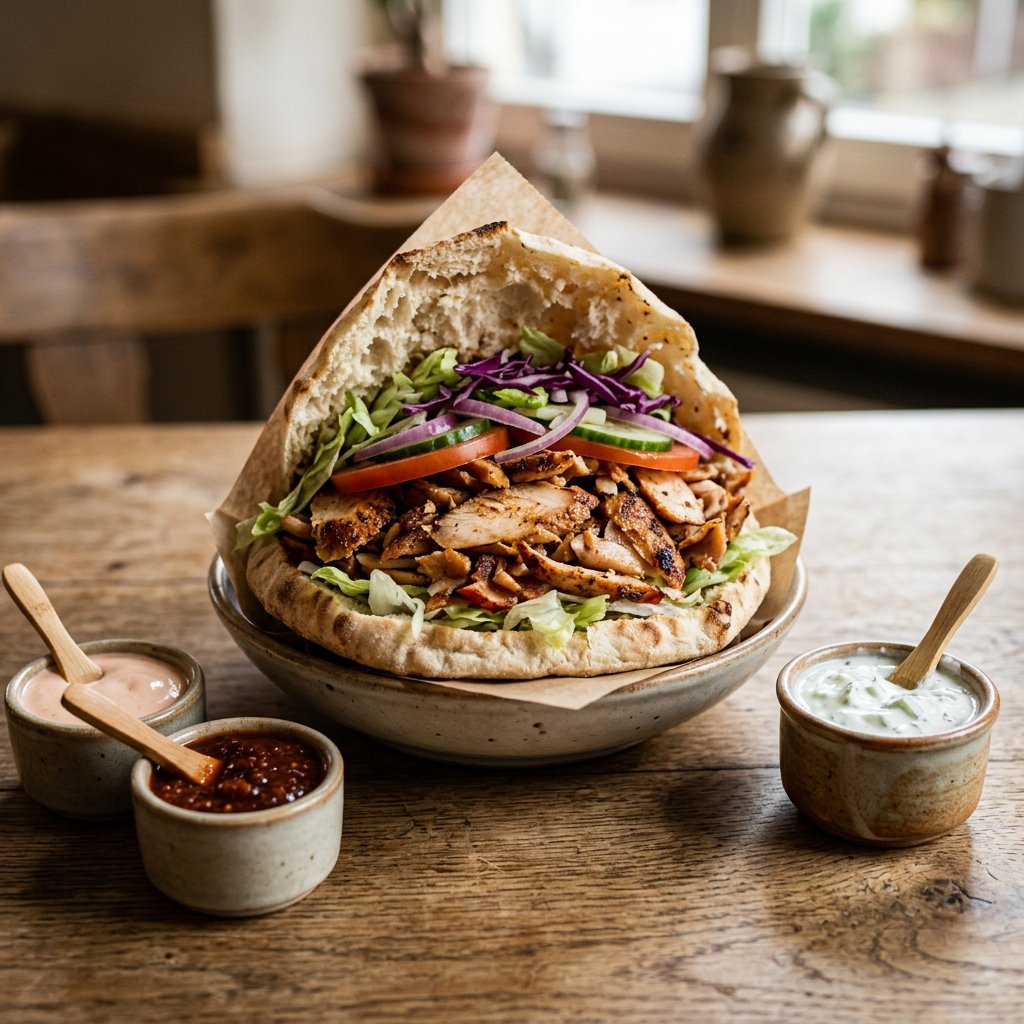 Döner-Tasche mit Hähnchenfleisch