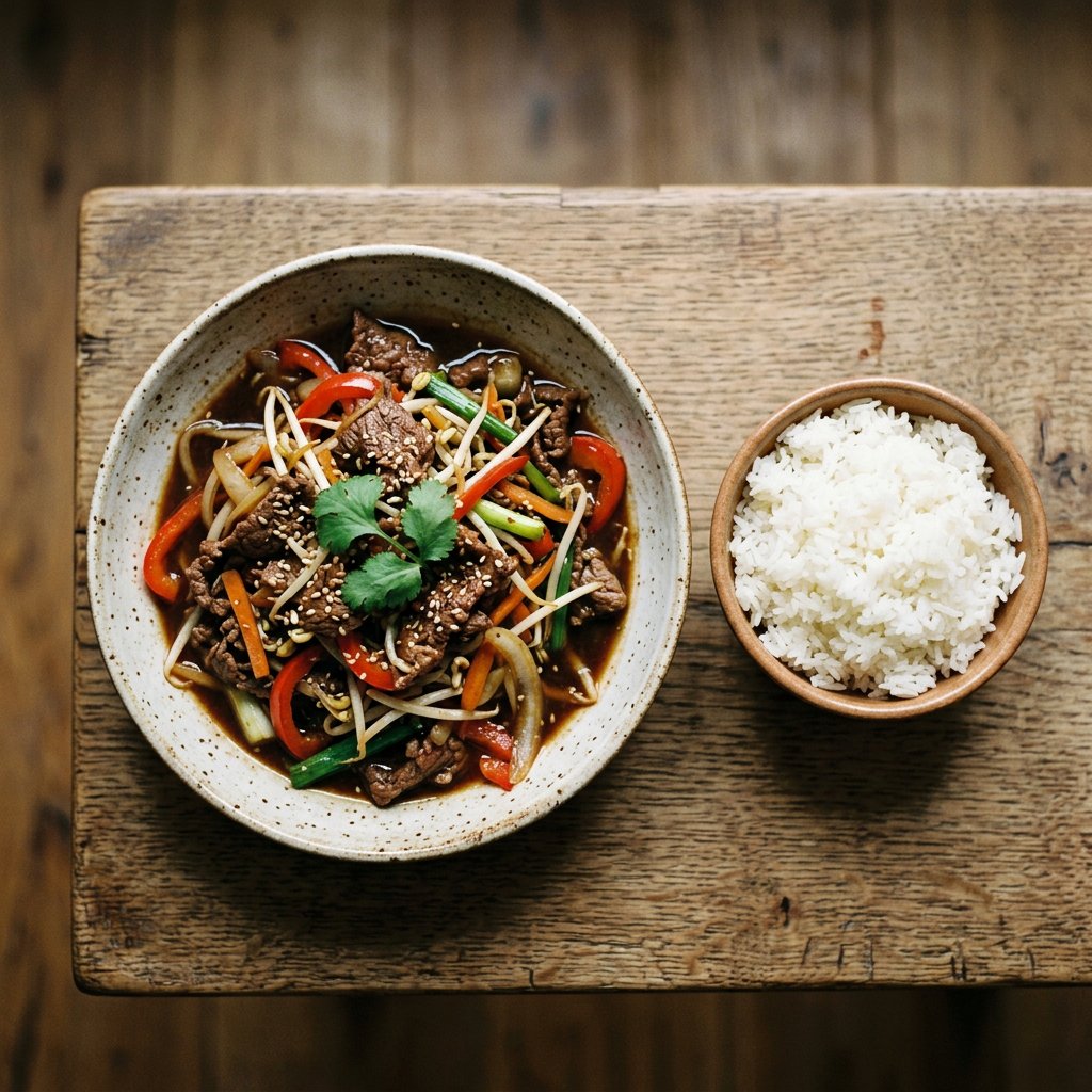 Rindfleisch mit Sojasprossen