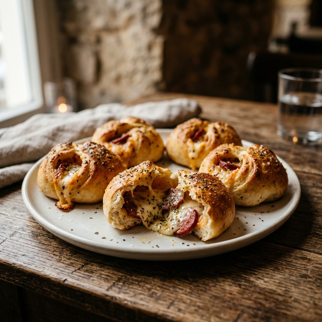 Gefüllte Pizzabrötchen mit Sucuk und Käse