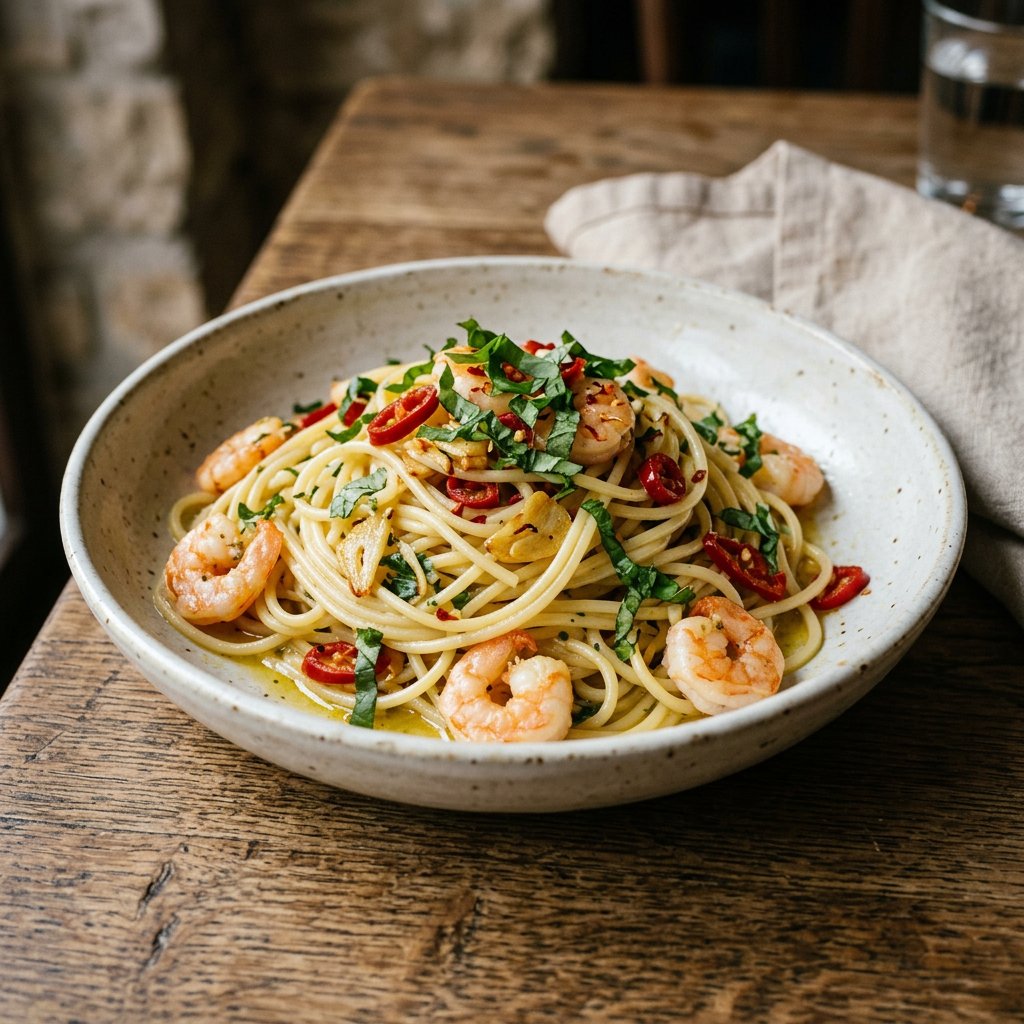 Spaghetti Agli E Olio Gambaretti