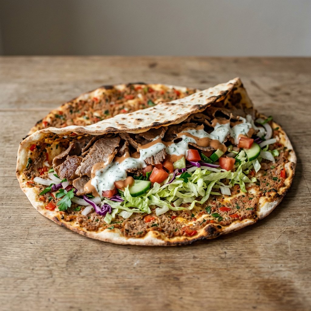 Lahmacun mit Fleisch & Salat