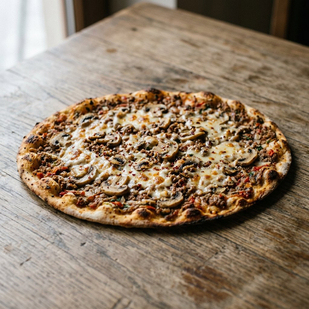Kaşarlı Mantarlı Lahmacun (Acılı)