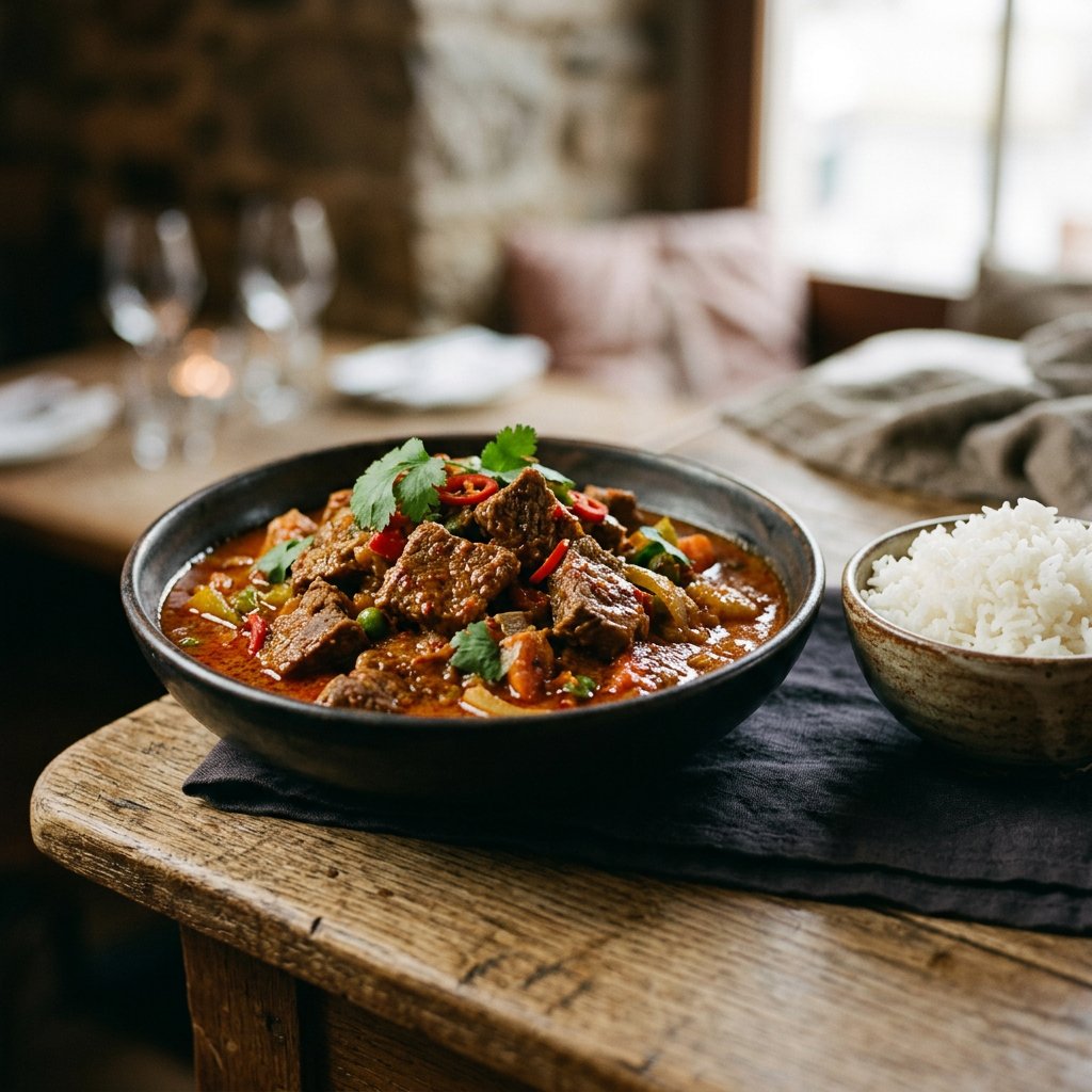 Rindfleisch in Currysoße