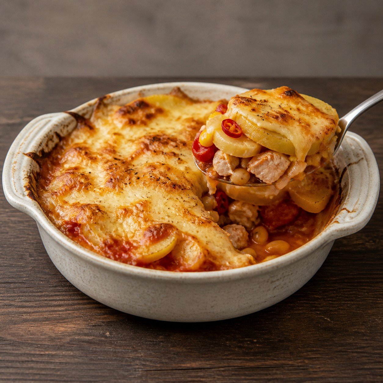 Kartoffelgratin Hähnchen scharf