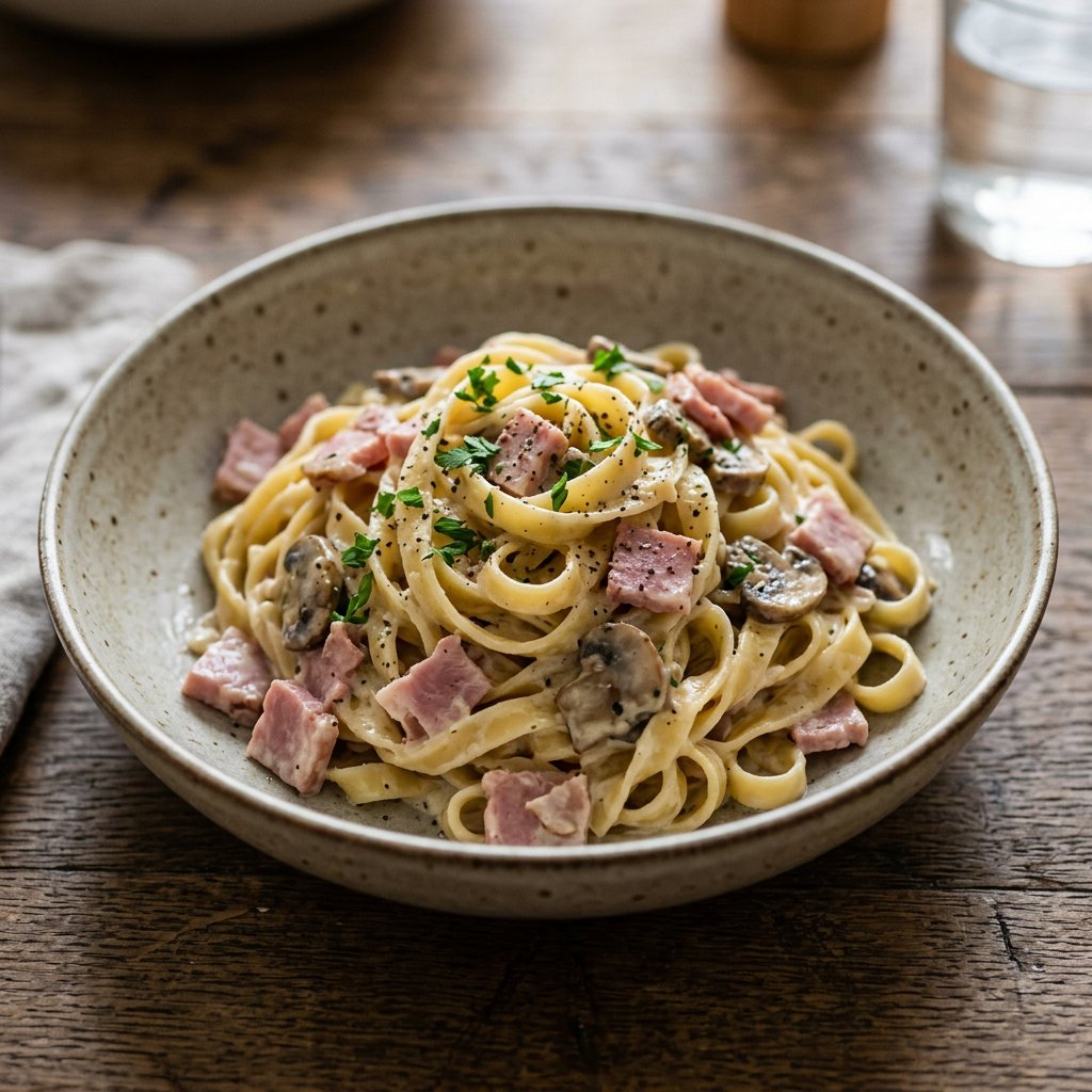 Tagliatelle Sahne und Schinken