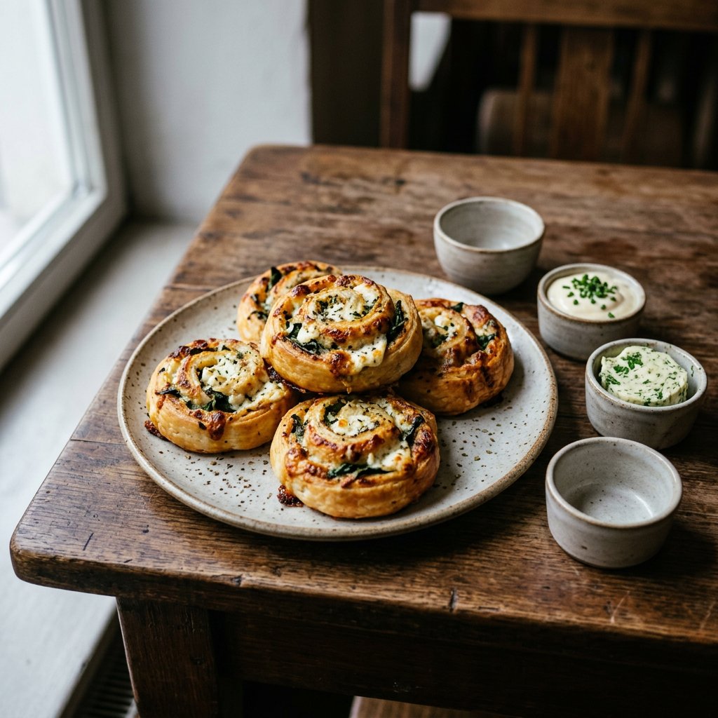 Pizzaschnecken mit Spinat und Weichkäse