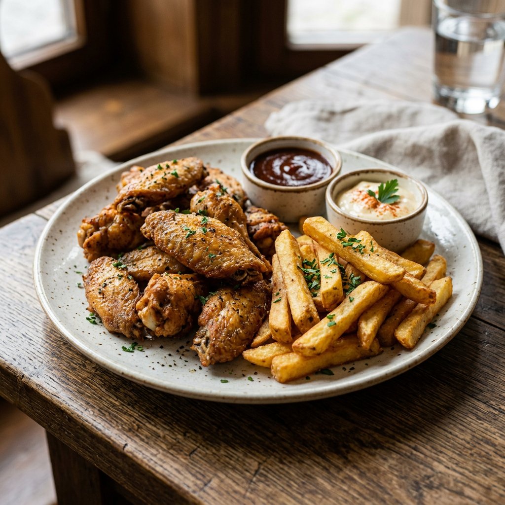 Chicken Wings mit Pommes frites