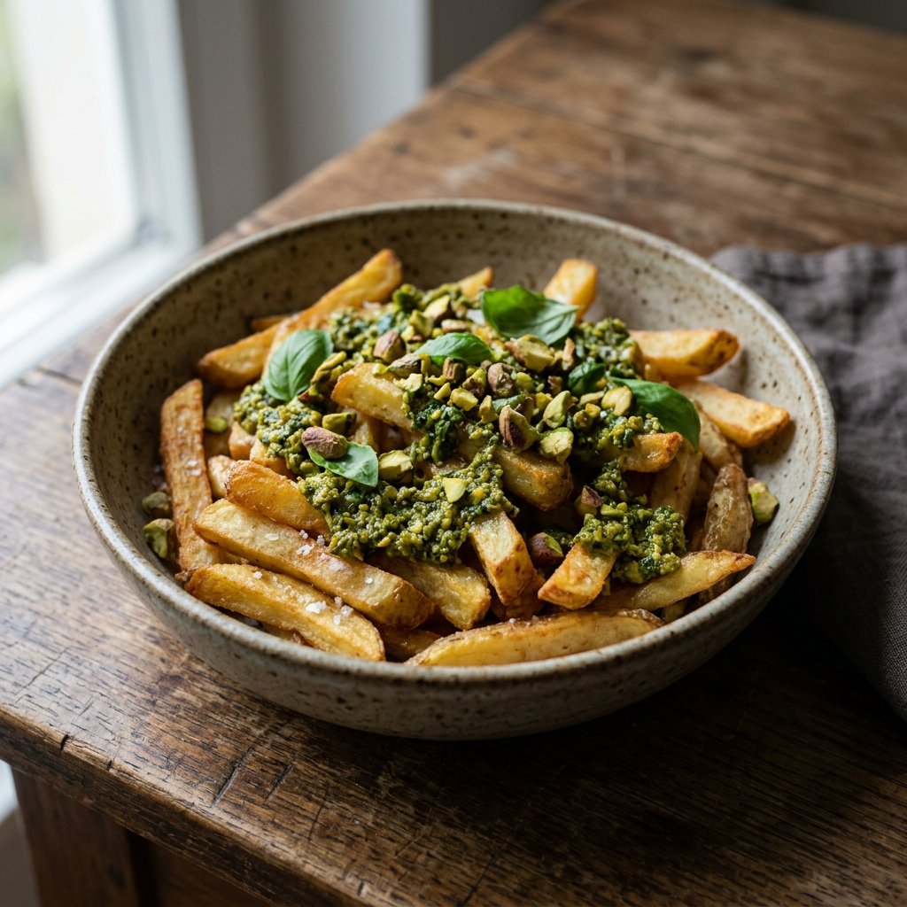 Pommes mit Pistazienpesto