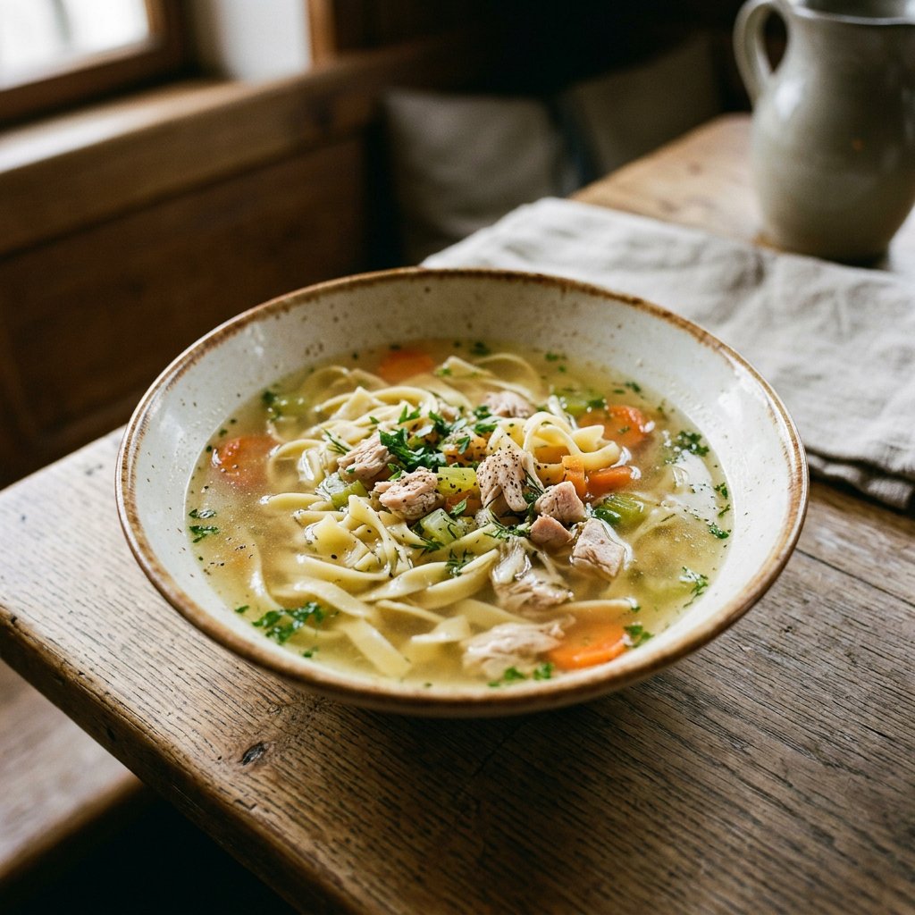Nudelsuppe mit Hühnerfleisch