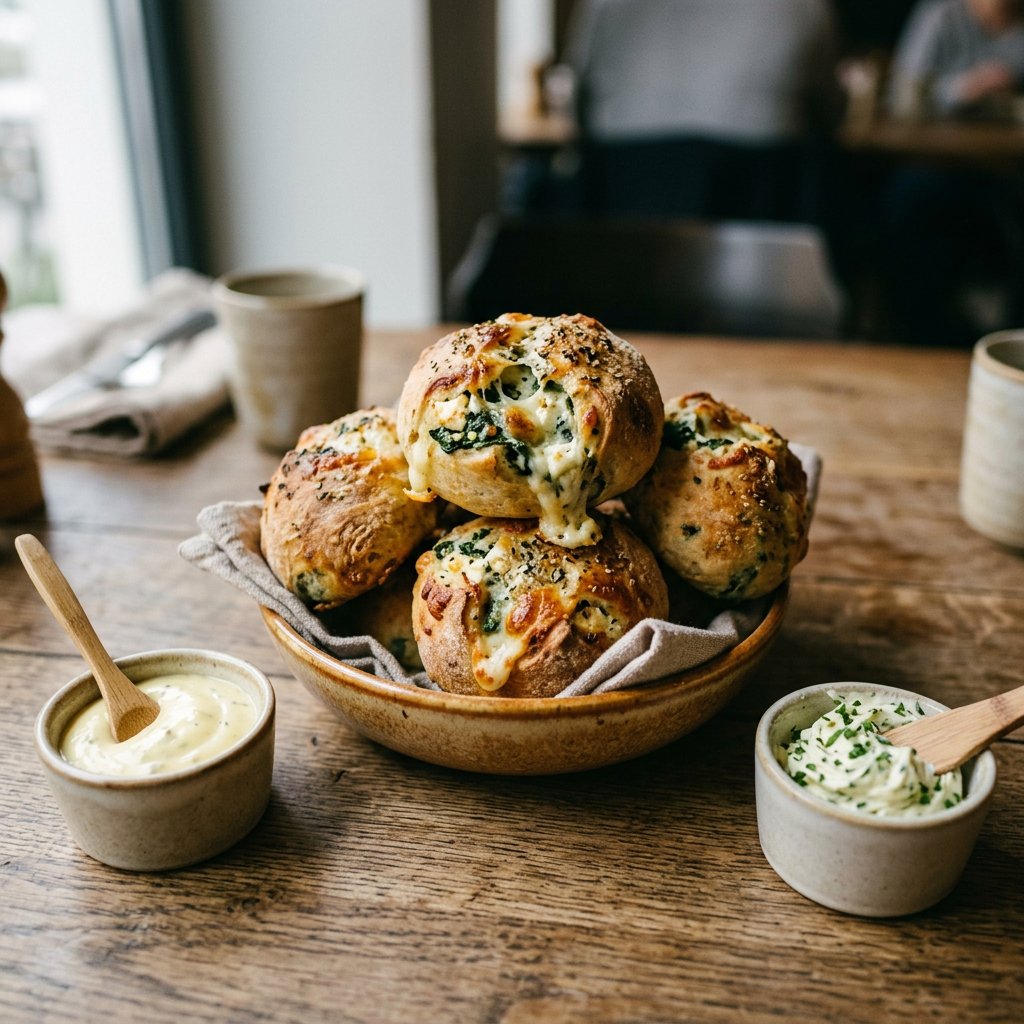 Pizzabrötchen Spinat & Schafskäse