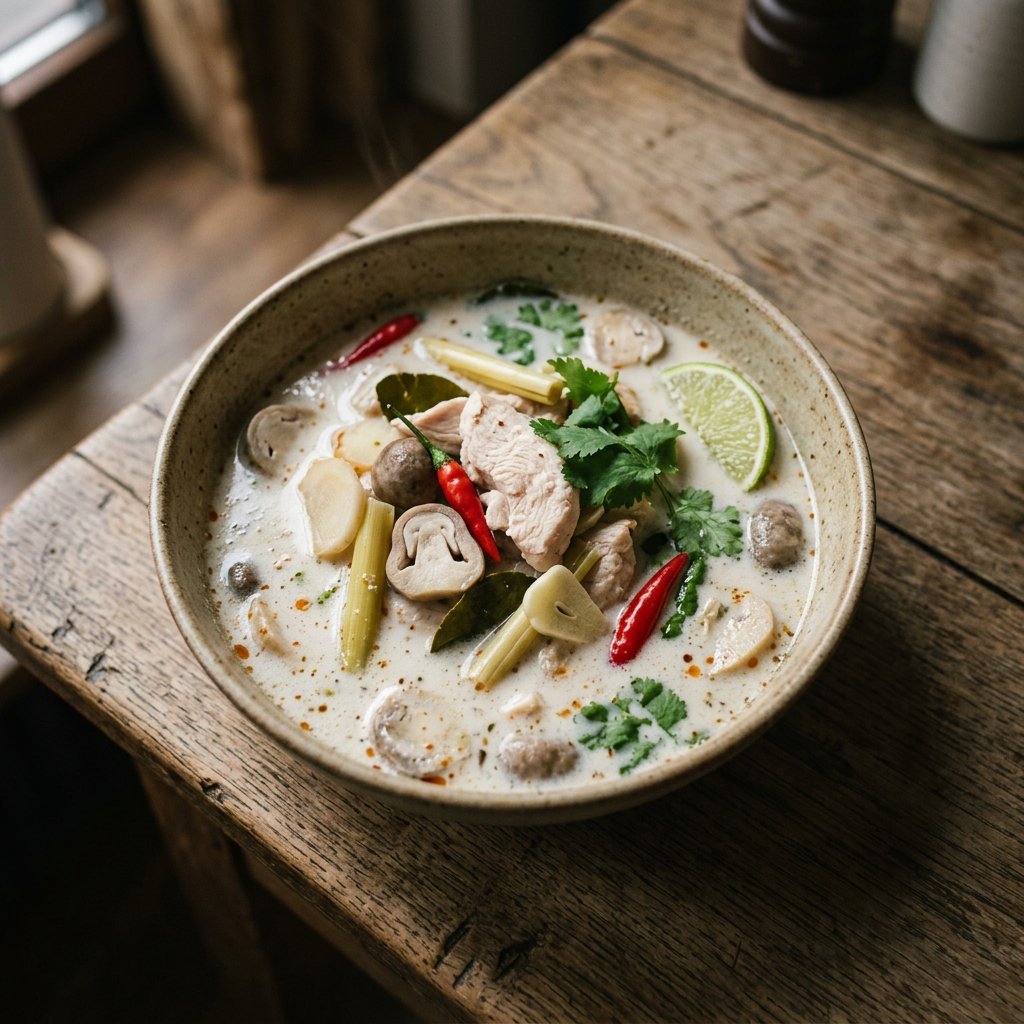 Tom Kha Gai Suppe mit Hühnerfleisch