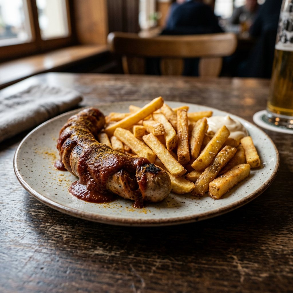 Currywurst mit Pommes