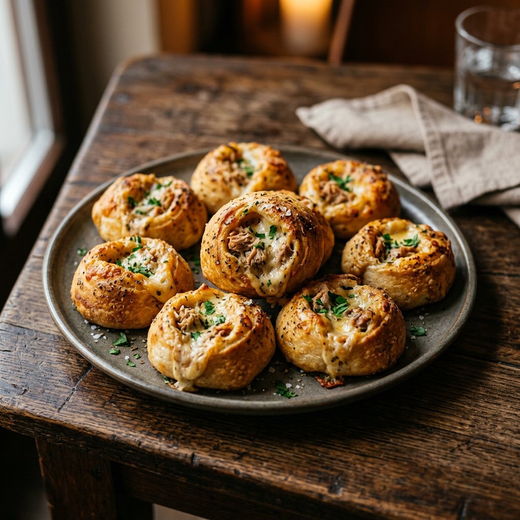 Gefüllte Pizzabrötchen mit Thunfisch und Käse