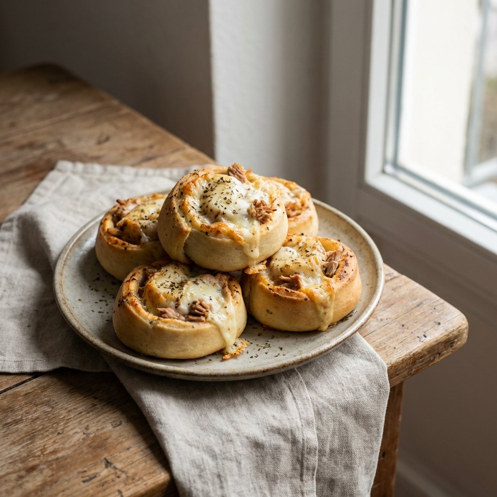 Gefüllte Pizzabrötchen mit Thunfisch und Käse