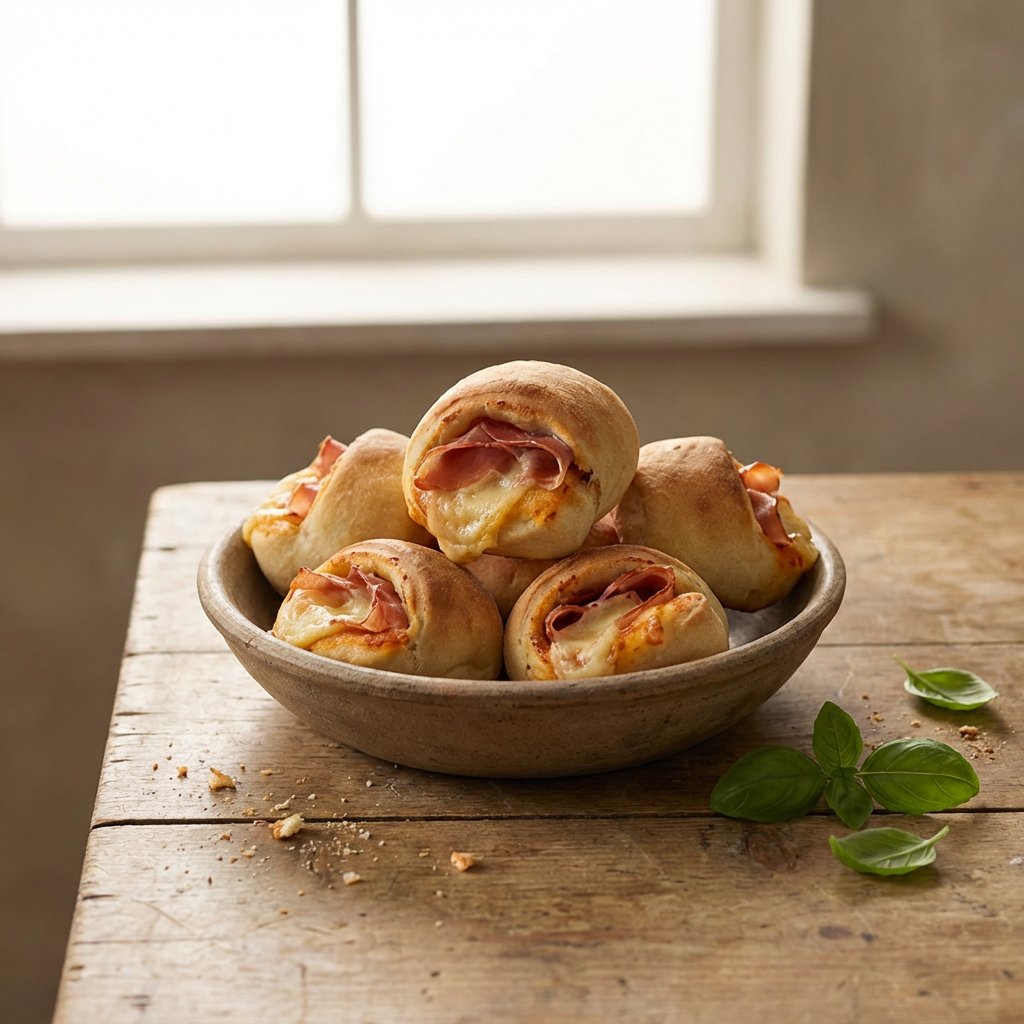Pizzabrötchen mit Prosciutto und Käse