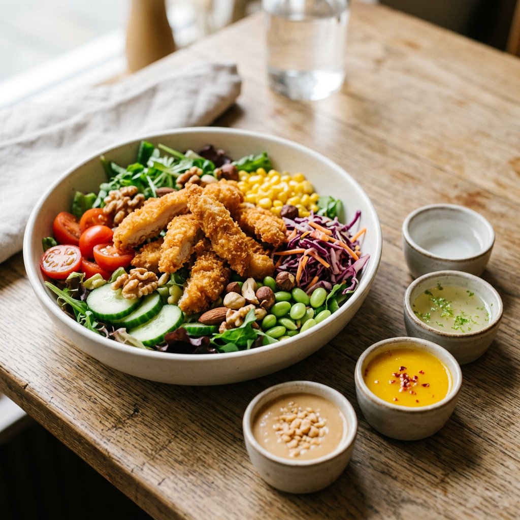 Salat mit knusprigem Hähnchen