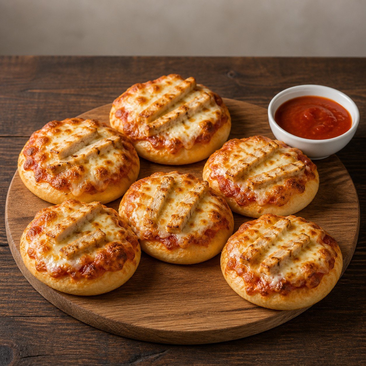 Pizzabrötchen mit Hähnchenstreifen