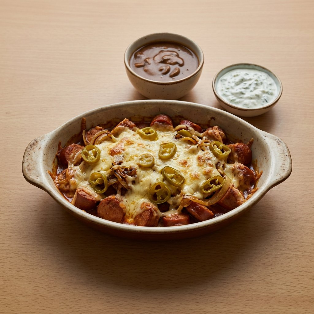Überbackene Currywurst