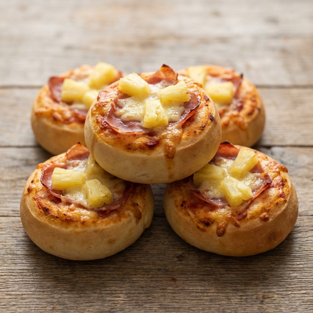 Pizzabrötchen mit Prosciutto, Ananas und Käse
