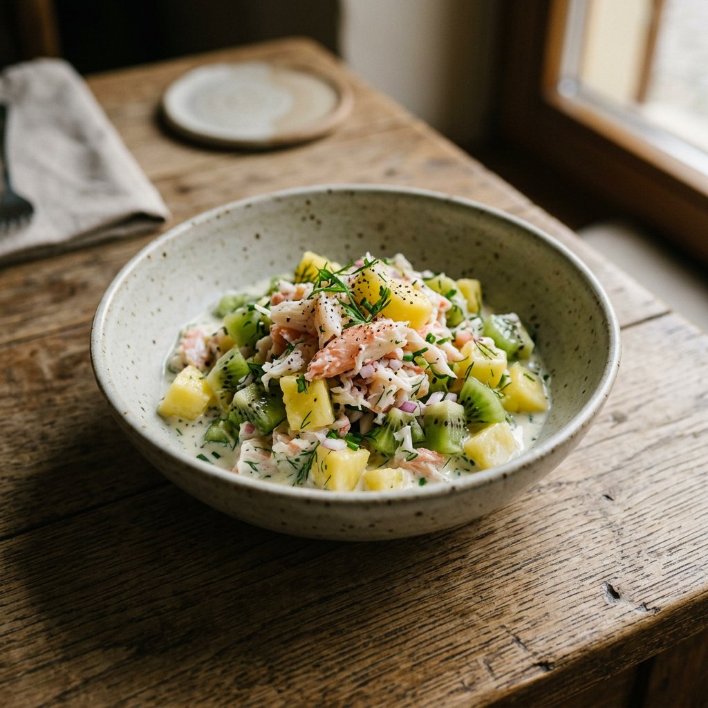 Krabbensalat mit Ananas und Kiwi