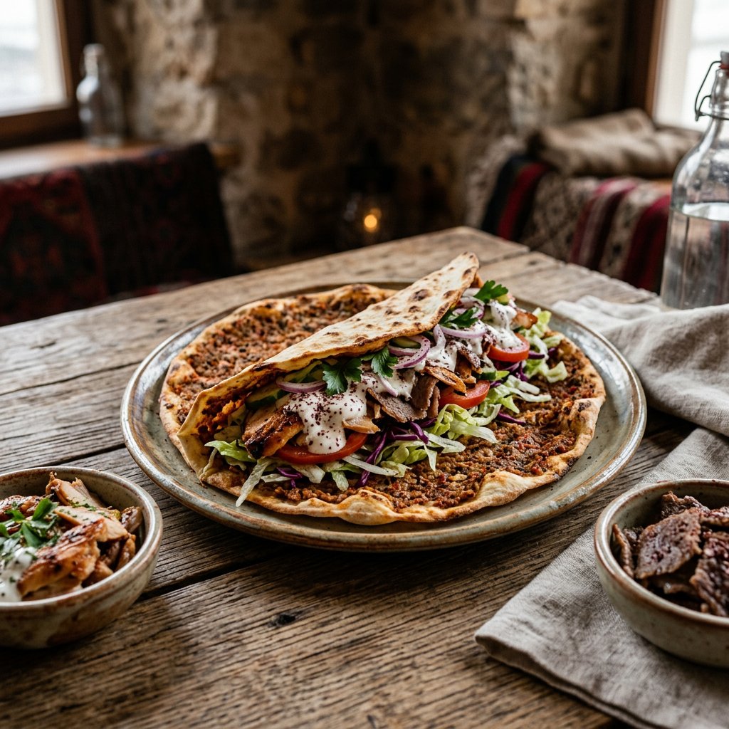 Türkische Pizza mit Dönerfleisch