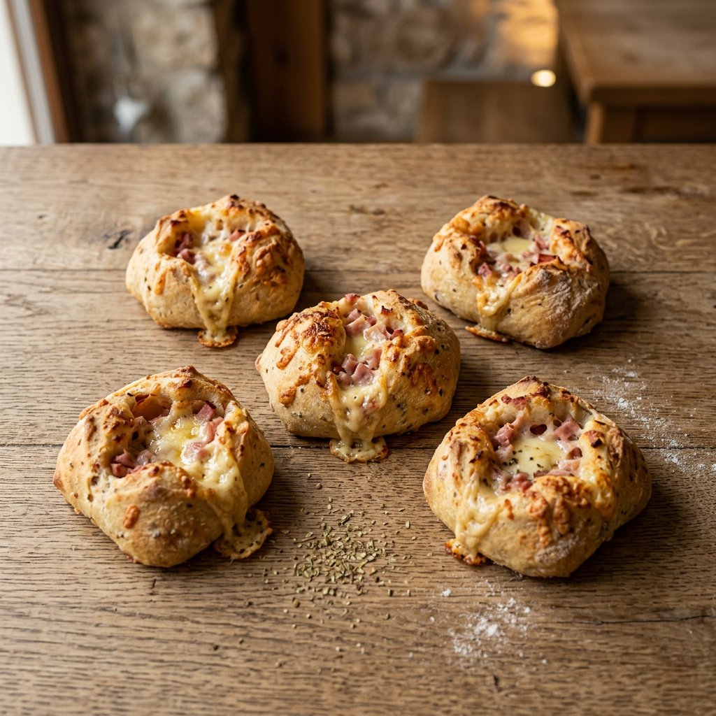 Pizzabrötchen mit Schinken und Käse