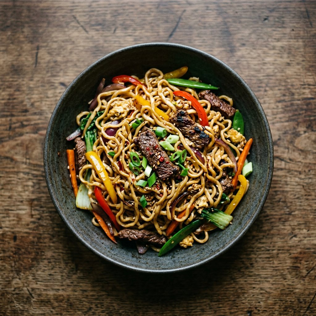 Gebratene Nudeln Rindfleisch