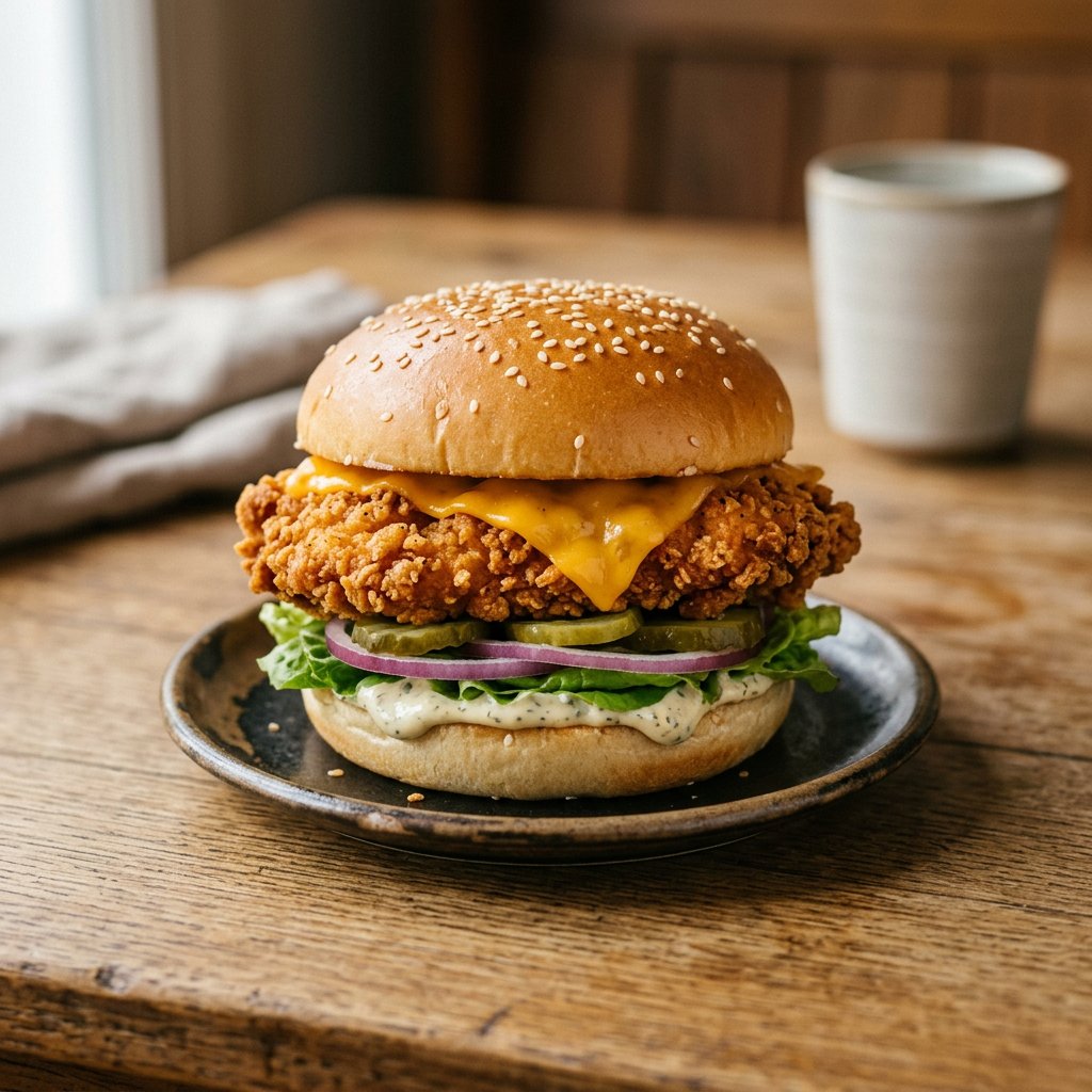 Garlic Crispy Chicken Burger 🧄🍔