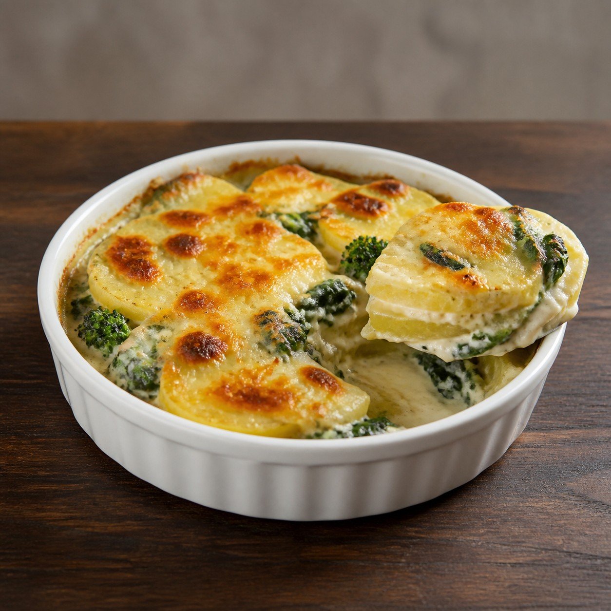 Kartoffelgratin Broccoli-Spinat