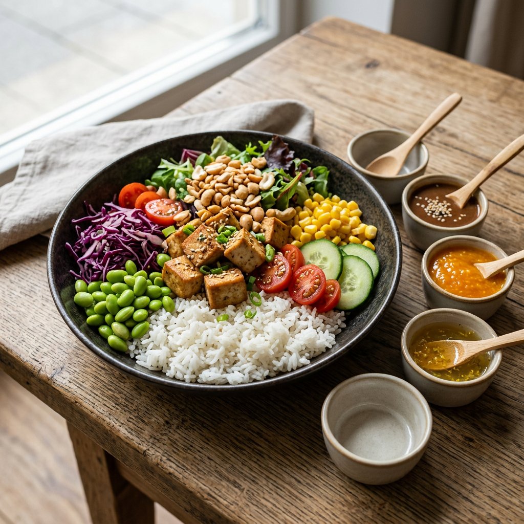 Reisbowl vegetarisch mit Tofu