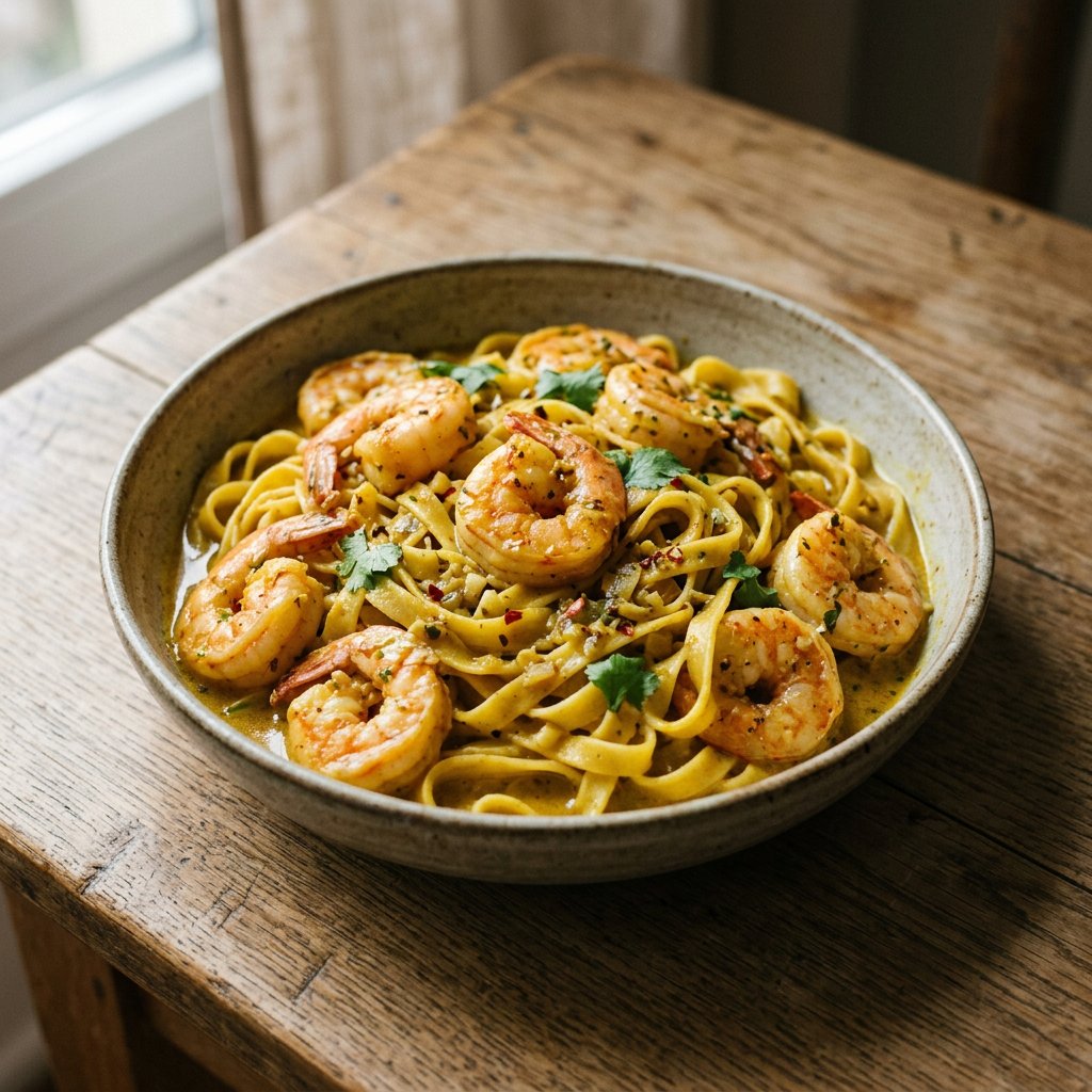 Pasta Curry-Gambaretti
