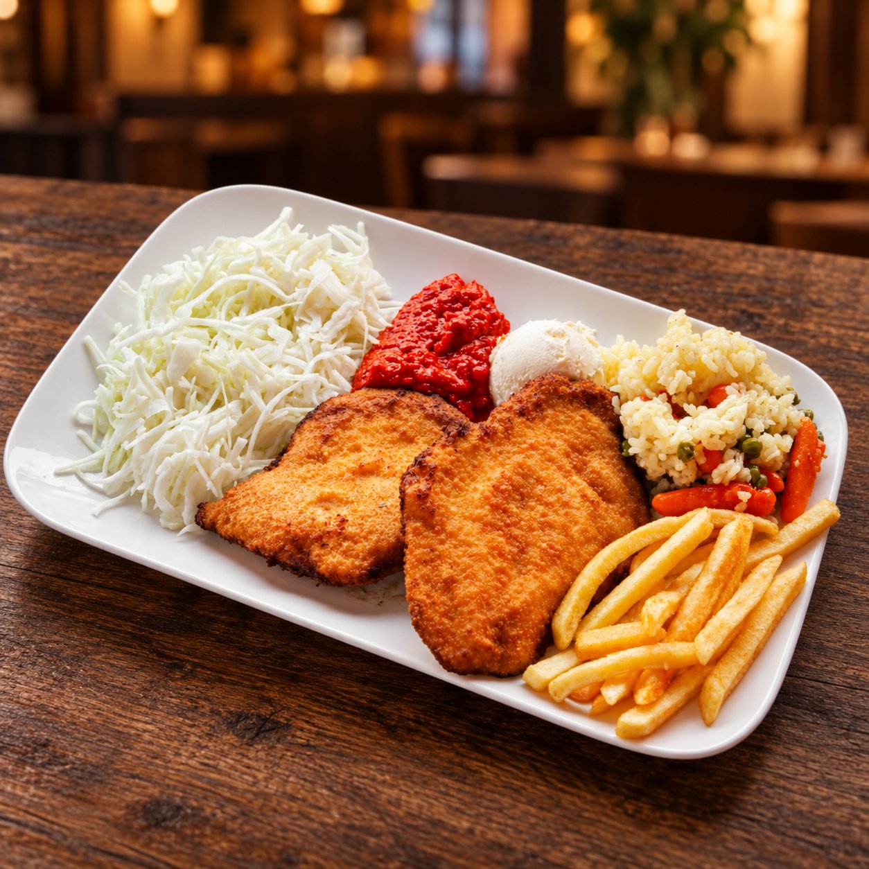 Hähnchenschnitzel-Teller