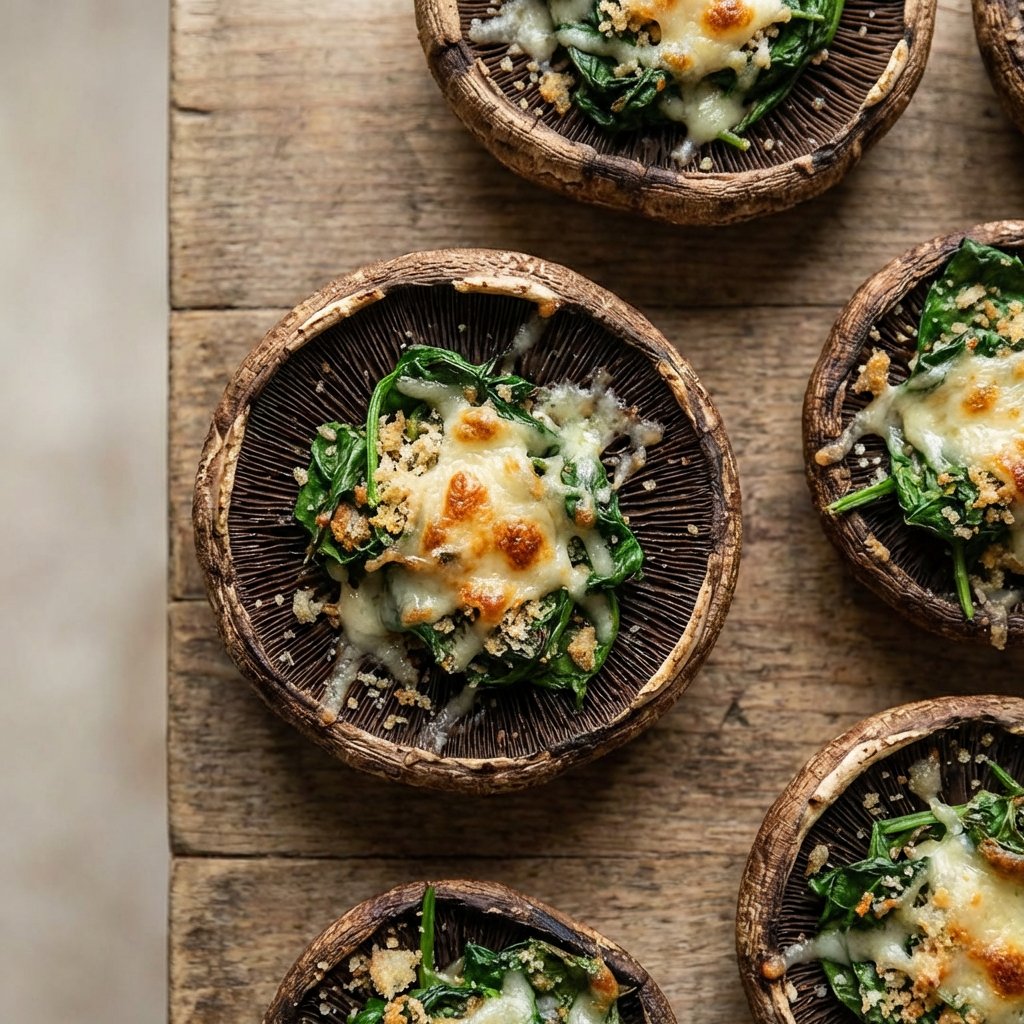 Frische Champignions (Freska Manitaria Gemista Me Spanaki)