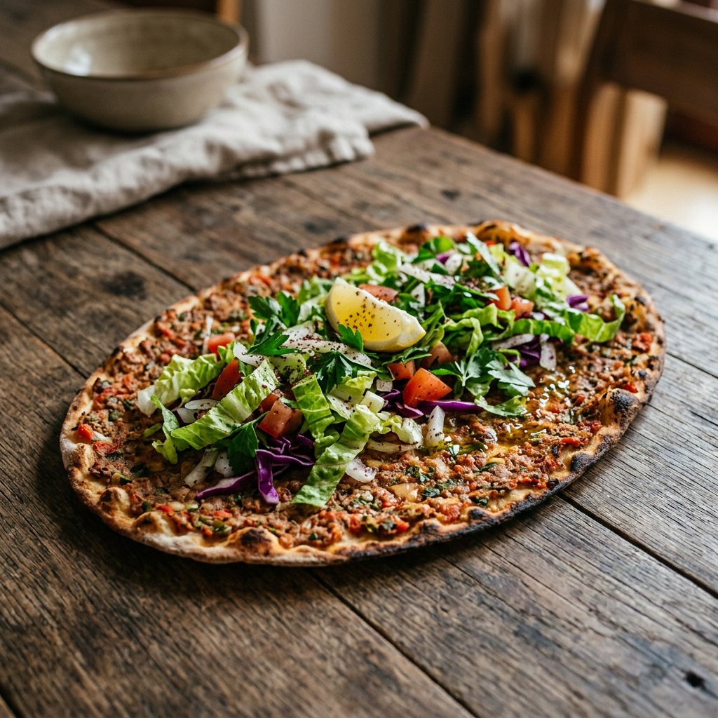 Türkische Pizza mit Salat
