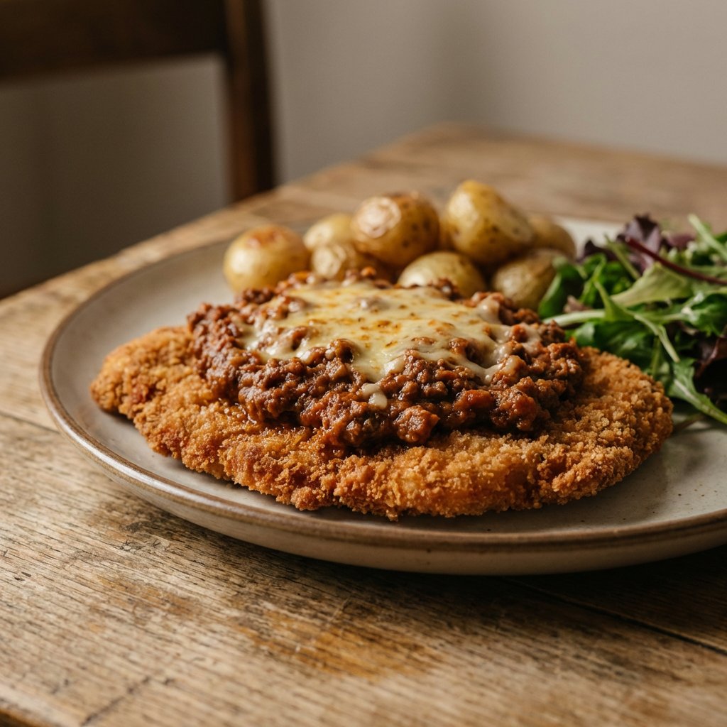 Bolognese Schnitzel überbacken