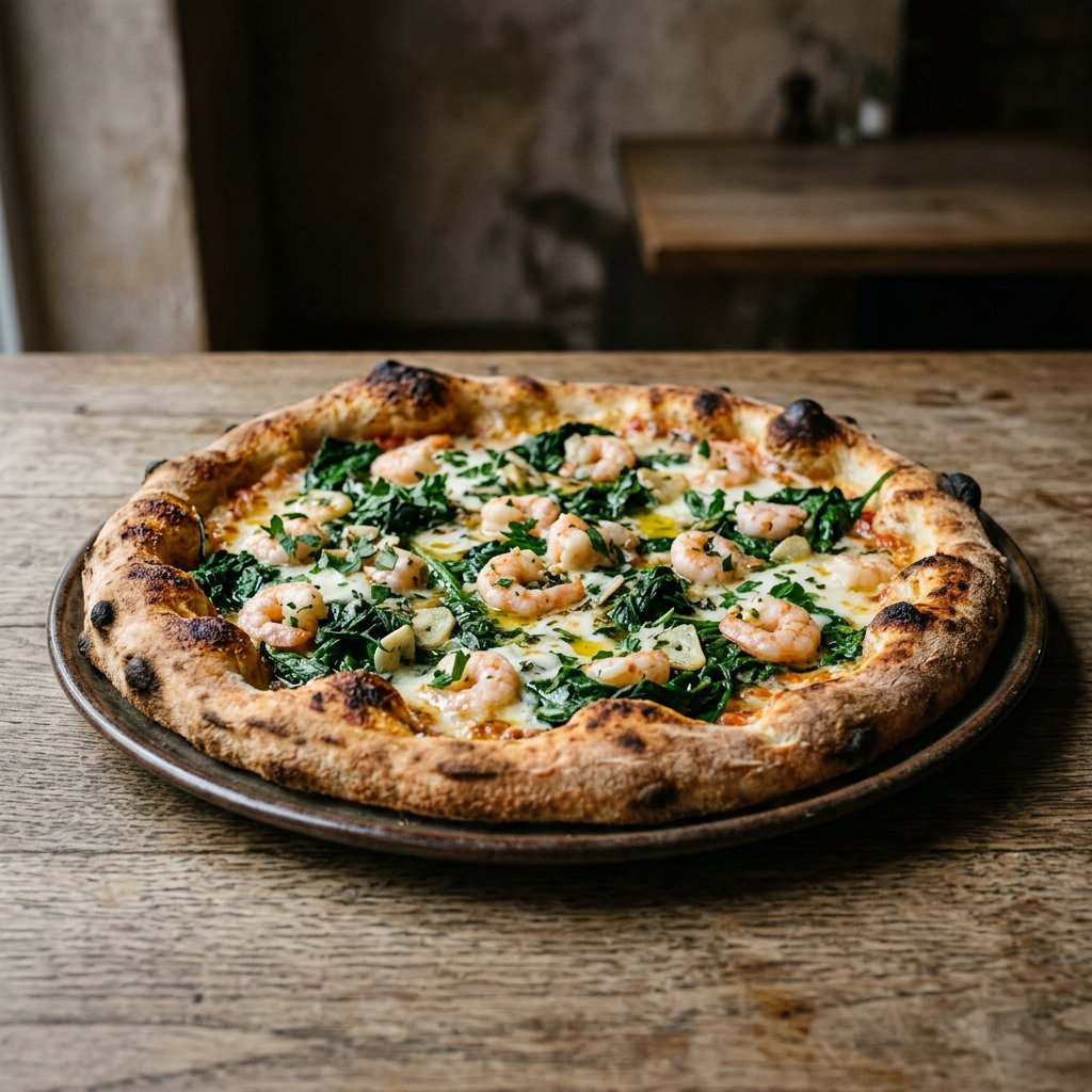 Pizza Gamberetti e Spinaci