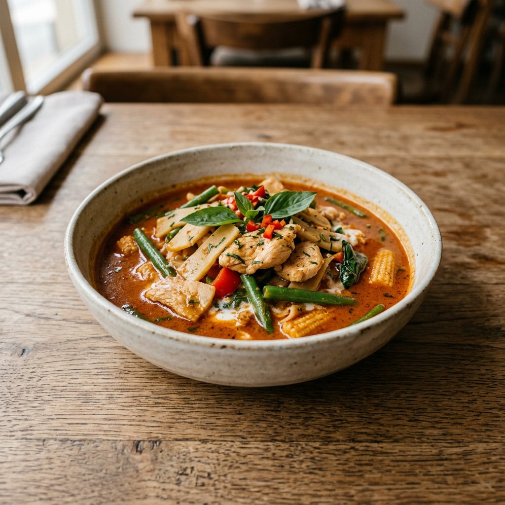Rotes Curry Hühnerfleisch