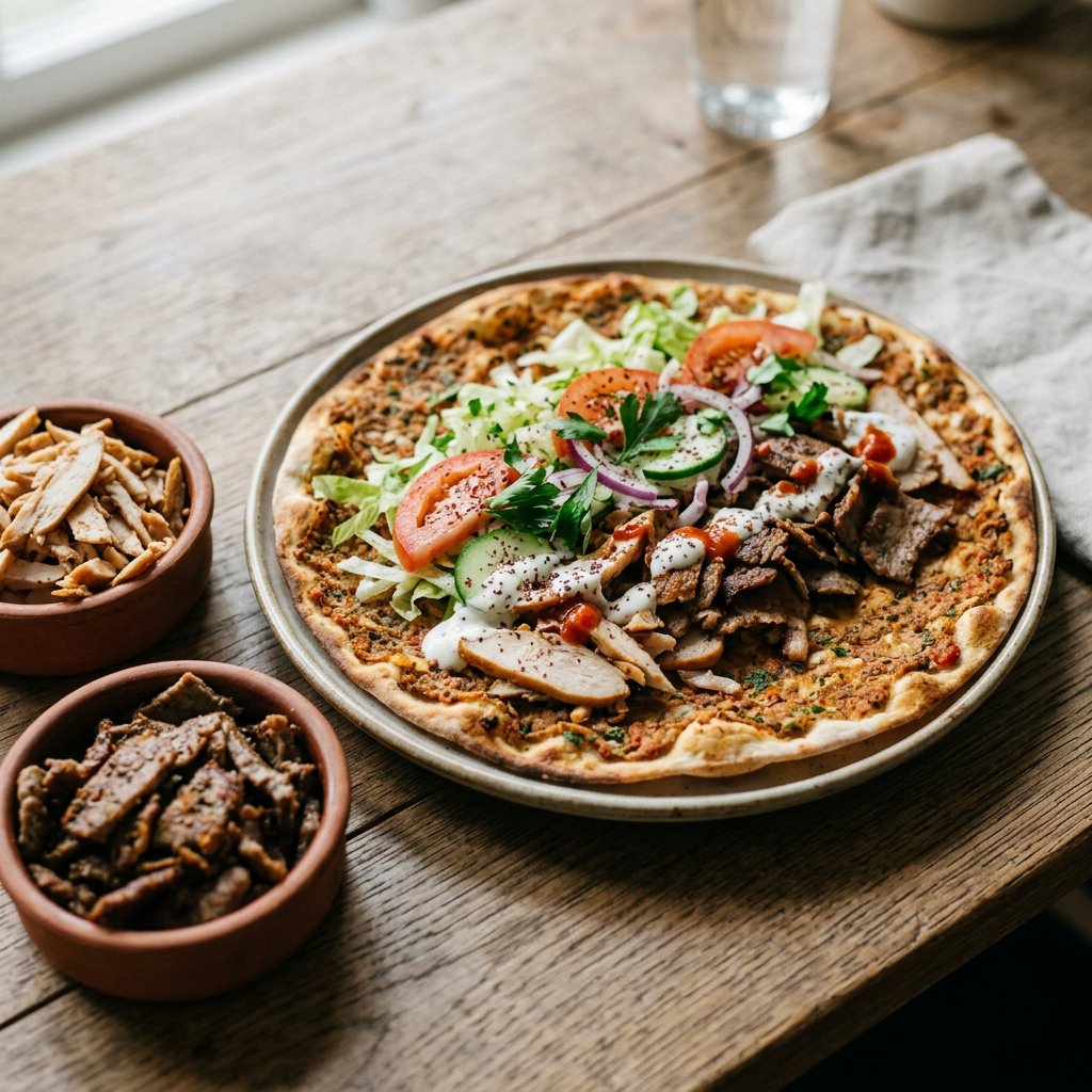 Türkische Pizza mit Dönerfleisch