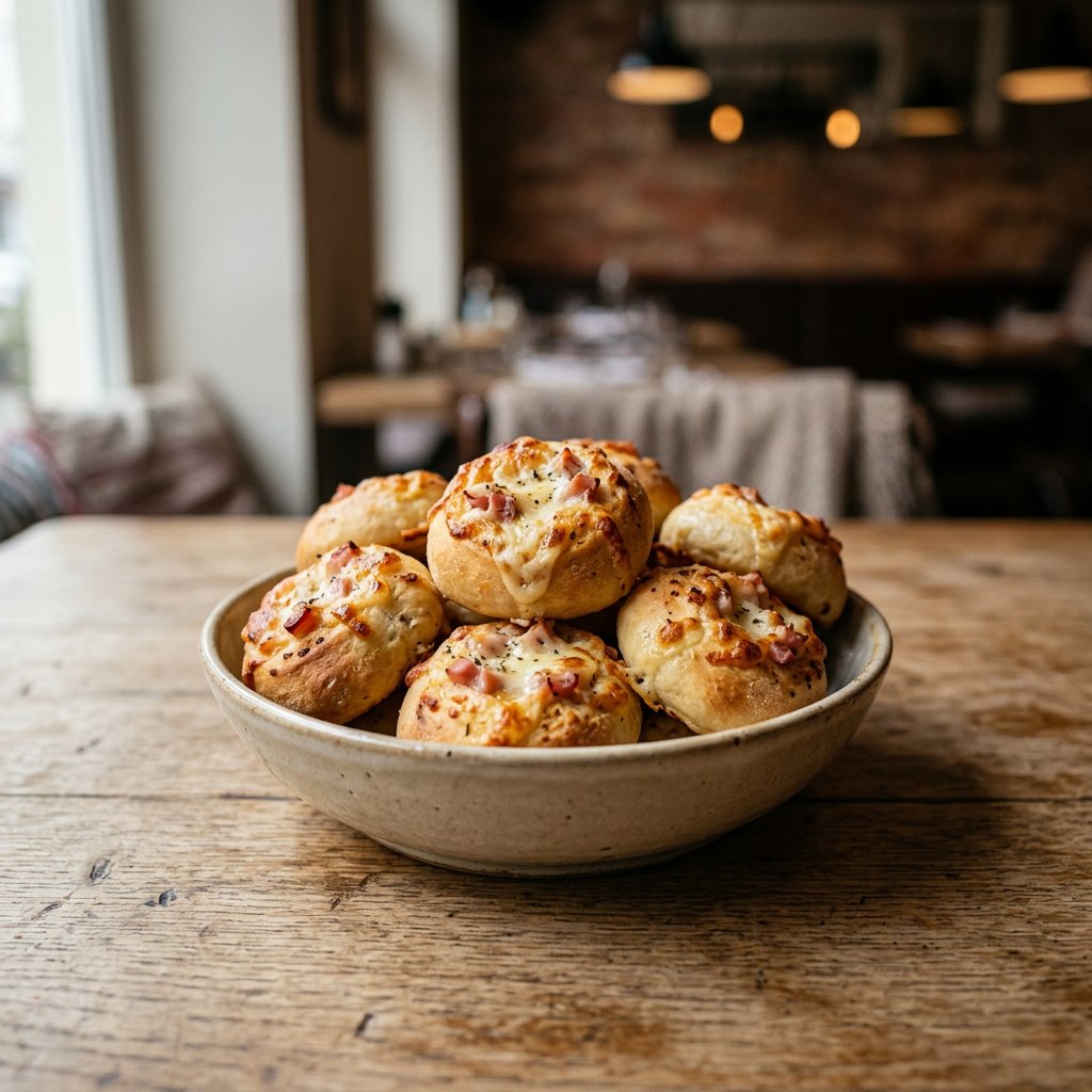 Pizzabrötchen mit Käse, Putenschinken