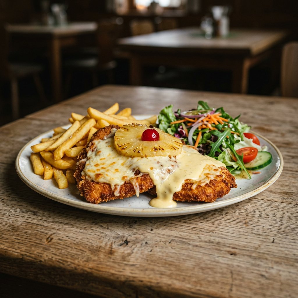 Hawaiischnitzel (mit Käse überbacken)