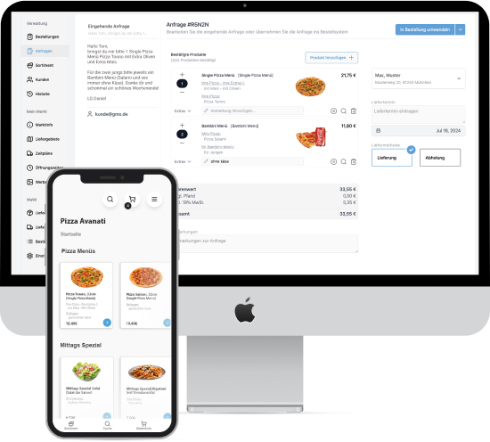 Screenshot einer Admin Oberfläche